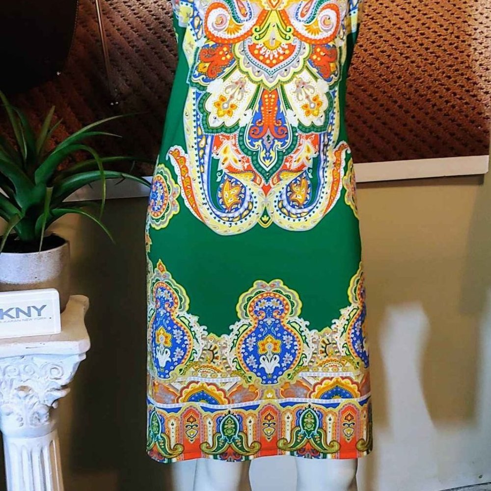 DESIGNER INC  PAISLEY COLORS SLEEVELESS DRESS - Picture 3 of 4